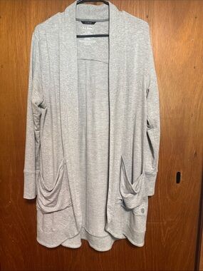 L.L. Bean Open-Front Draped Cardigan in Heather Gray